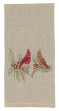 Load image into Gallery viewer, Christmas Cardinals Tea Towel