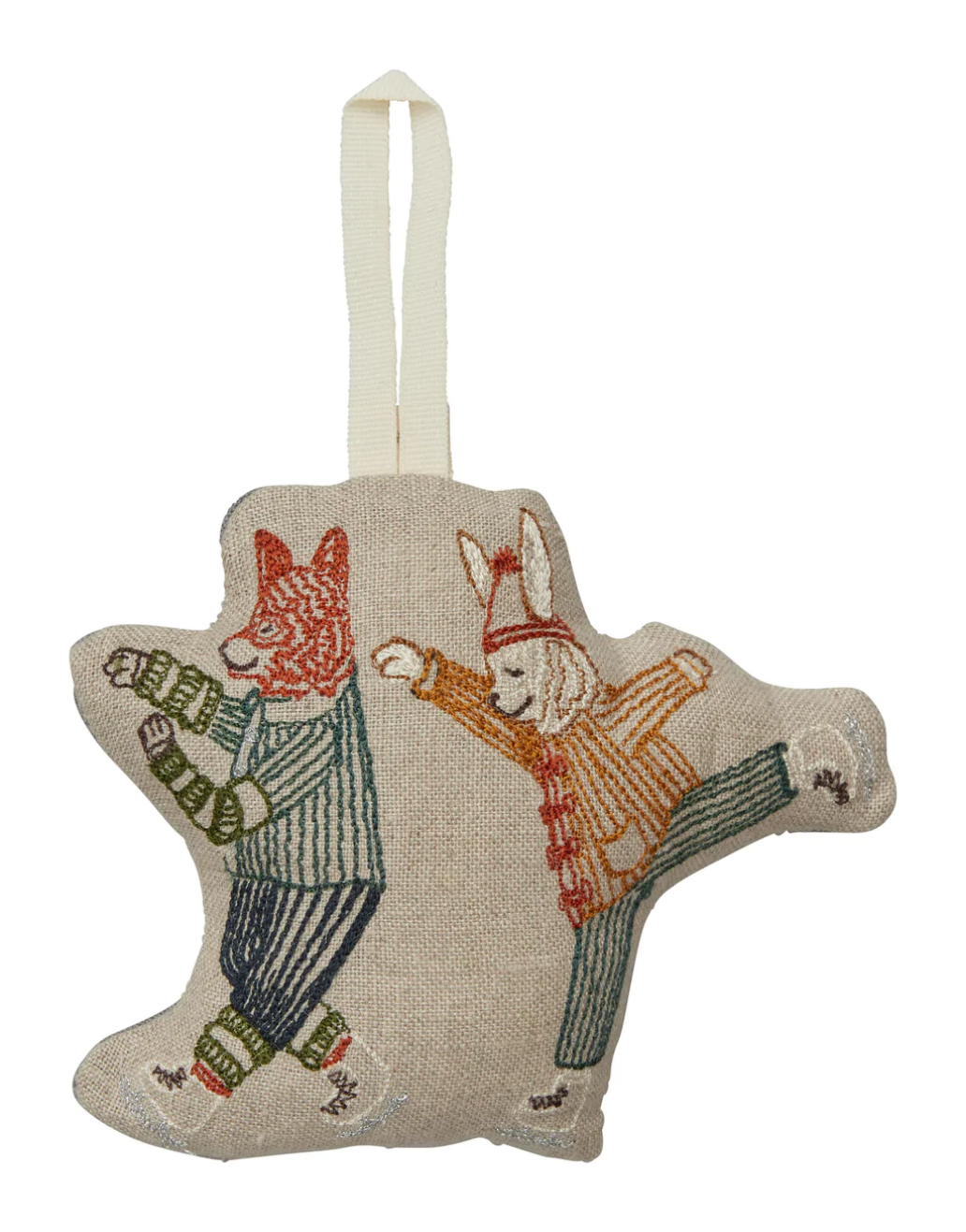 Ice Skater Bunny & Fox Ornament