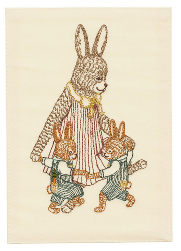 Mama Rabbit and Bunnies Embroidered Card