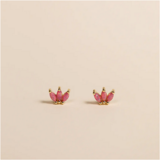 Opal Crown Stud - Pink