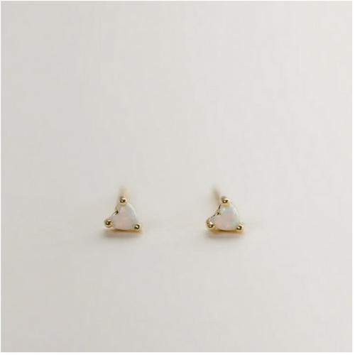 Tiny White Opal Heart