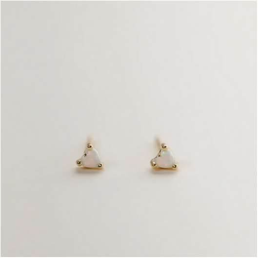 Tiny White Opal Heart