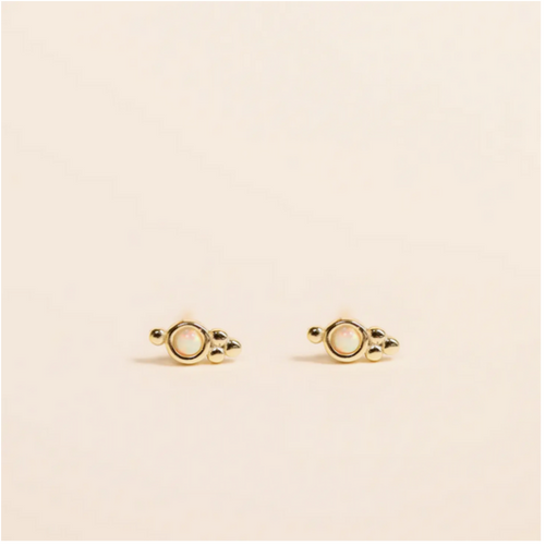 Tri Ball Stud - White Opal