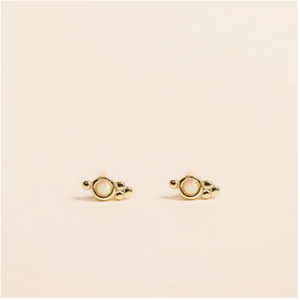 Tri Ball Stud - White Opal