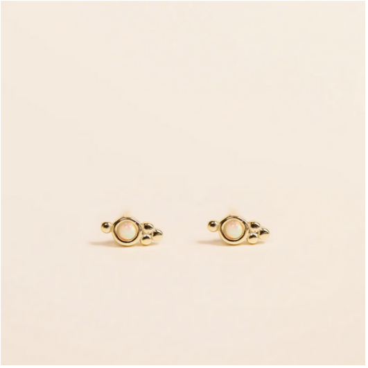 Tri Ball Stud - White Opal