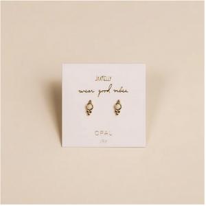 Tri Ball Stud - White Opal