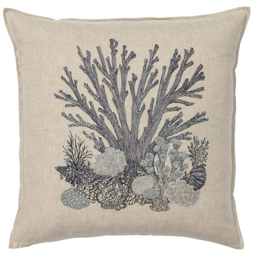 Large Navy Coral Pillow