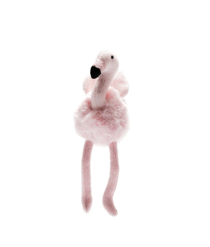 Knitted Plush Tweed Pink Flamingo Rattle