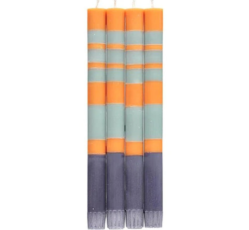 Striped Candle Sticks - Gunmetal Opaline Marigold
