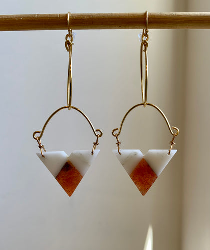 Sun Bay Earrings - Sunstone & White Jade