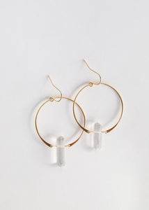 Clear Quartz Hoops