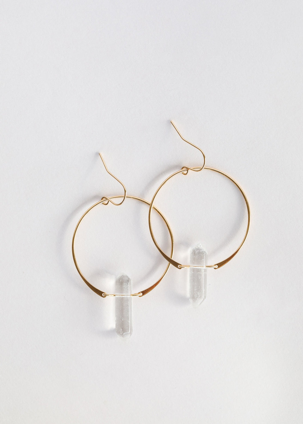 Clear Quartz Hoops