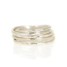 Load image into Gallery viewer, Silver Hammered Stacking Rings