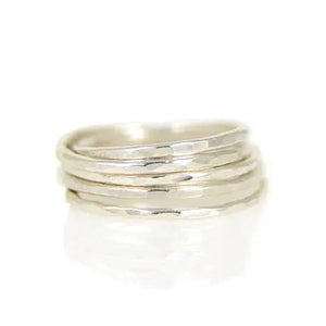 Silver Hammered Stacking Rings