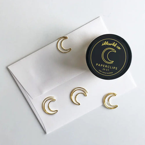 Crescent Moon Gold Paper Clips