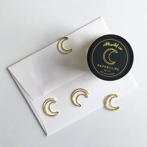 Crescent Moon Gold Paper Clips